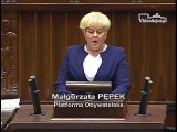Poseł Małgorzata Pępek - Wystąpienie z dnia 10 marca 2016 roku.