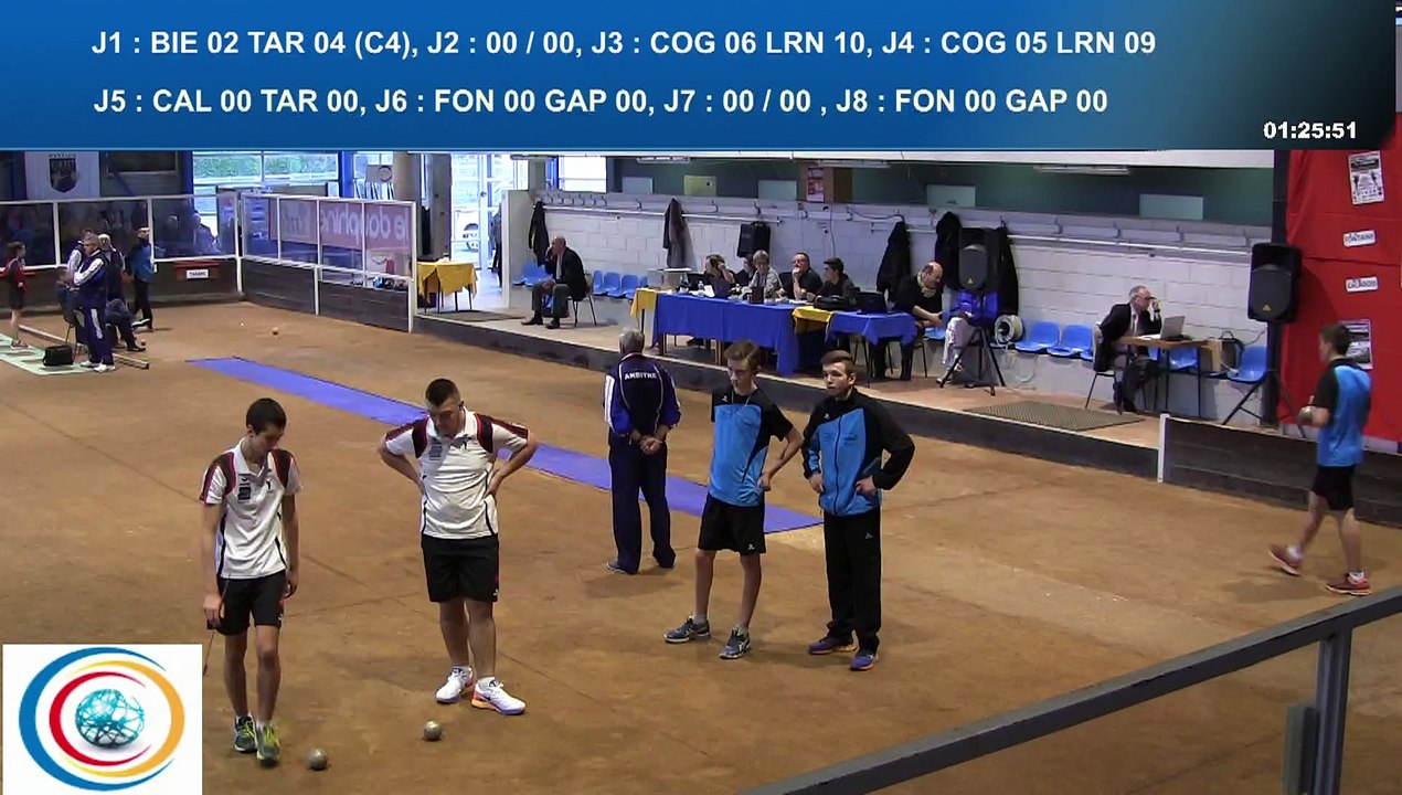 Tour de double, point et tir de précision, 1 sur 2, demi-finales -15 et -18 ans, France Clubs Jeunes, Eybens 2016