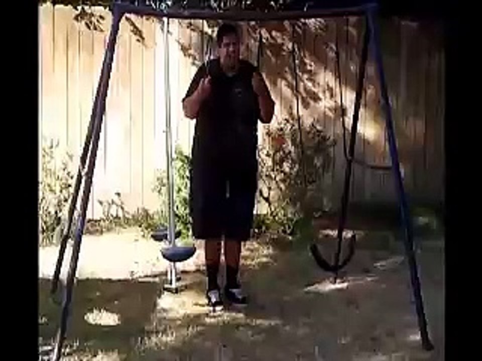 Fat Guy Destroys Swing Set (Funny as Hell) fat boy breaks trampoline