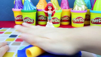 Ariel Elsa Anna Rapunzel Cinderella Snow White Aurora Tiana Belle Disney Princess Play Doh