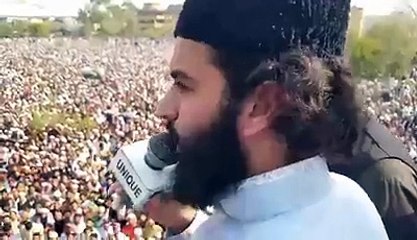 Muhammad Hassaan Haseeb Ur Rehman speaking at the Janazah of Shaheed Islam Ghazi Mumtaz Hussain Qadri
