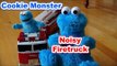 Cookie Monster Count n'Crunch on the Firetruck with Loud Sirens and Noises