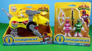 Mighty Morphin POWER RANGERS Imaginext Yellow Pink Green Rangers Sabertooth Zord