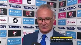 Claudio Ranieri Post Match Interview - Bournemouth 1-1 Leicester  - 29/08/2015