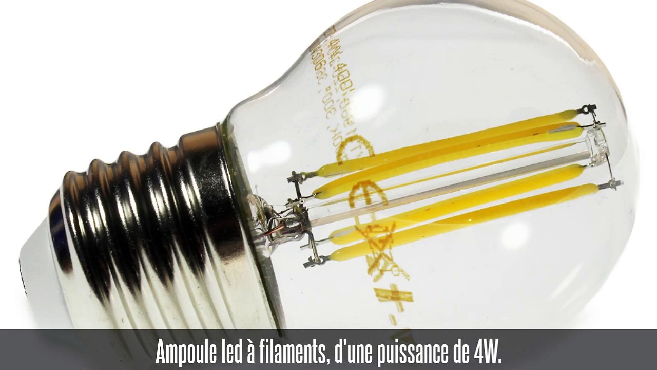 Apoule led filament E27, G45, 4w, 400 lm, 300°, blanc chaud