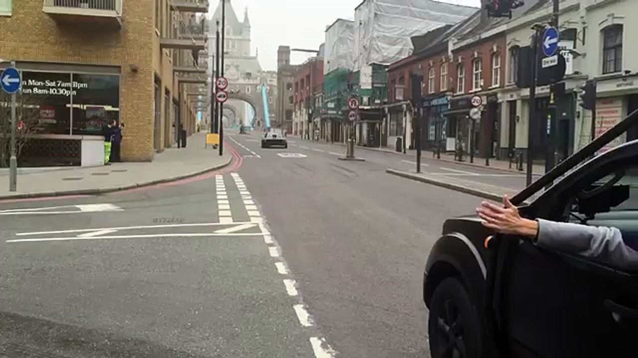 Ken Block and Matt LeBlanc filming Top Gear on Tower Bridge