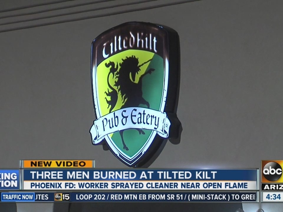 Three men burned at Tilted Kilt