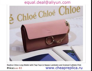 Chloe Long Wallet with Flap Faye in  Pink Leather for Sale