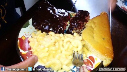 BBQ Ribs Macaroni & Cheese Cornbread Bodybuilding Meal @hodgetwins