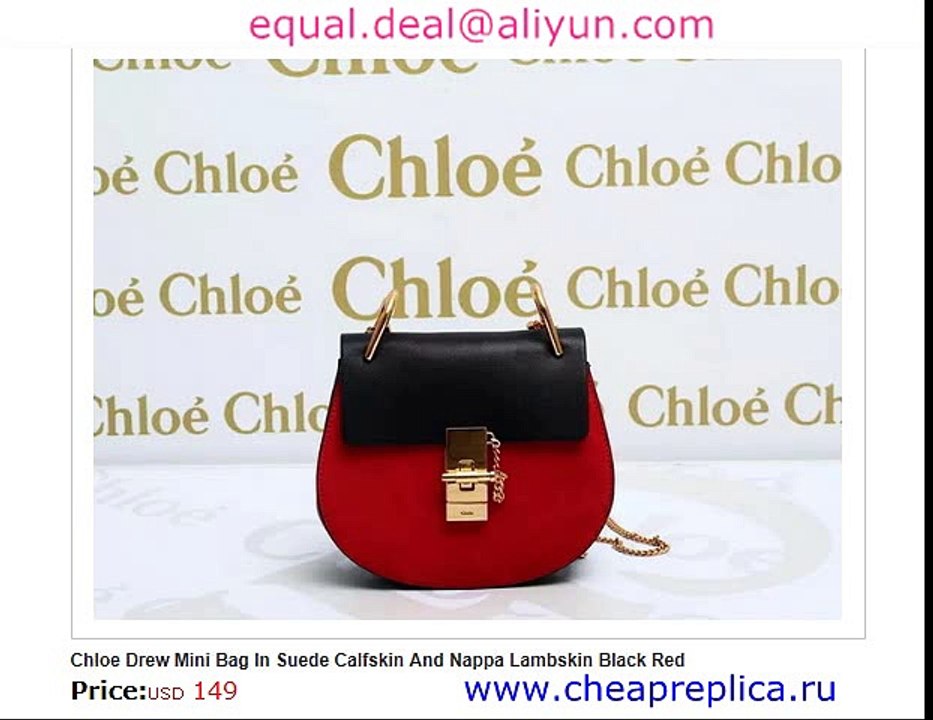 Chloe Drew Mini Bag Black Red Leather Replica for Sale