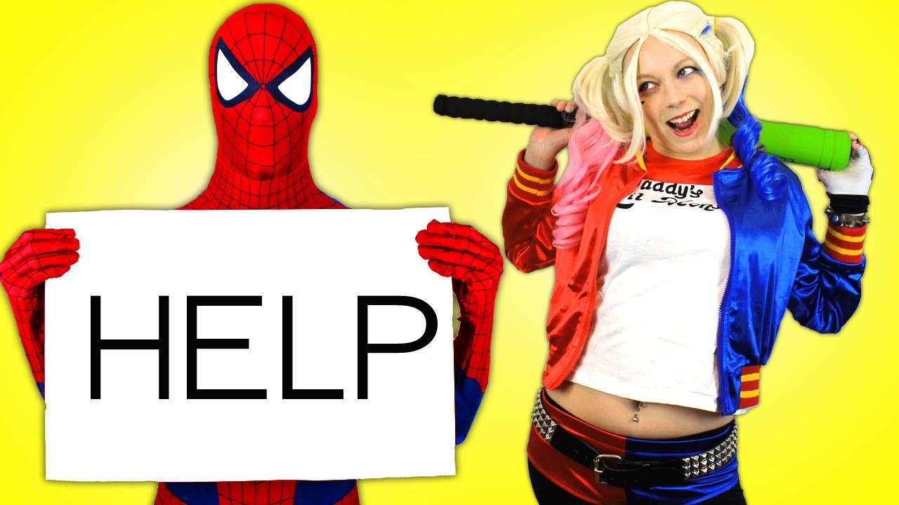 Spiderman & Batman vs Joker & Harley Quinn! Spi...