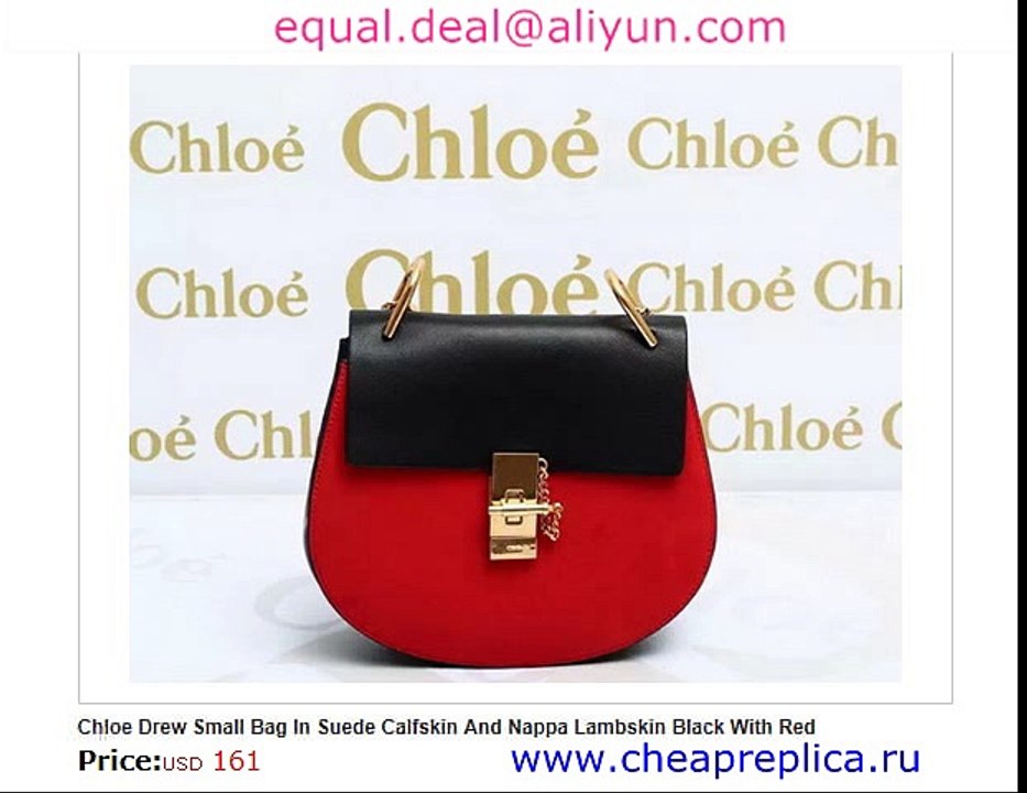 Chloe Drew Small Bag In  Black With Red Real Leather for Sale