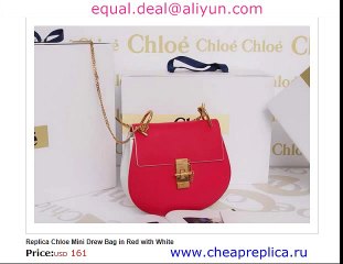 Chloe Mini Drew Bag in Red with White Replica for Sale