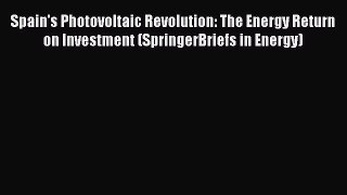 Read Spain's Photovoltaic Revolution: The Energy Return on Investment (SpringerBriefs in Energy)