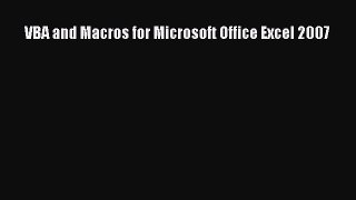 Download VBA and Macros for Microsoft Office Excel 2007 Ebook Free