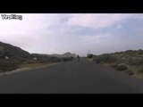 Cyclists chased by an Ostrich in South Africa