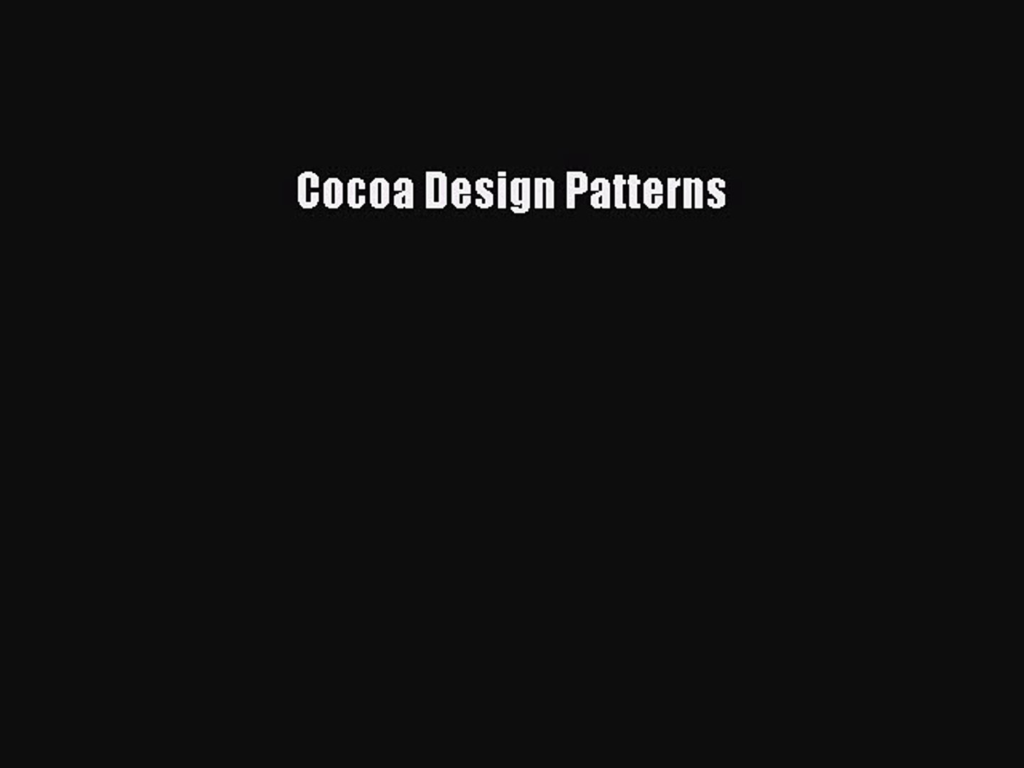 Read Cocoa Design Patterns Ebook Free
