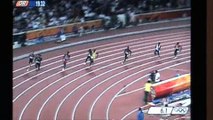 Usain Bolt in the 200 meters final at the olympics 2008. world record 19.30