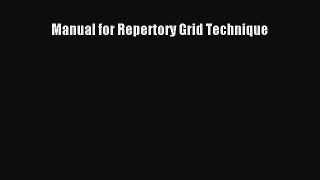 [PDF] Manual for Repertory Grid Technique [PDF] Online