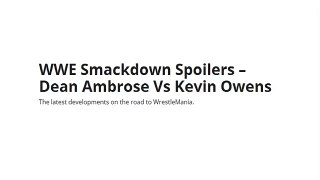 WWE Smackdown 3 March 2016 Spoilers