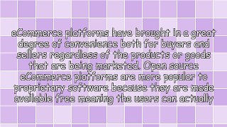 Open Source eCommerce Platform - The Advantages