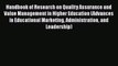 Read Handbook of Research on Quality Assurance and Value Management in Higher Education (Advances