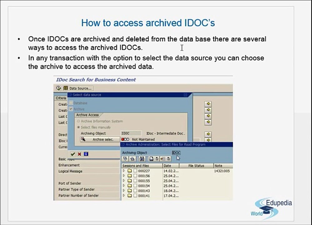 SAP Archiving (Accessing Archieved IDOC'S) - Part 3