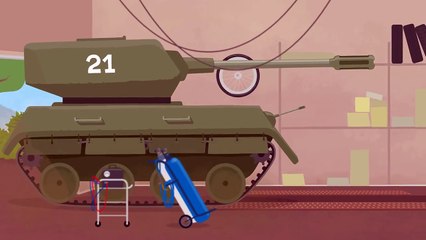 Doc McWheelie's TANK Tractor! - Car Construction Cartoon for Children