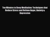 Read Ten Minutes to Deep Meditation: Techniques that Reduce Stress and Relieve Anger Anxiety