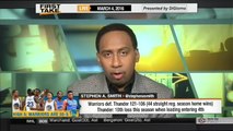 ESPN FIRST TAKE WARRIORS DEFEAT THUNDER TO TIE NBA RECORD WITH 44TH CONSECUTIVE HOME WIN