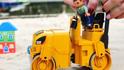 Çizgi Film iş makineleri yol silindiri bahçe yapıyor İzle