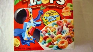 Froot Loops cereal open box & closer look