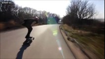 a skateboarder slams into a car at high speeds