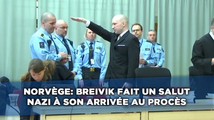 Breivik fait un salut nazi à son arrivée au procès contre l'Etat norvégien