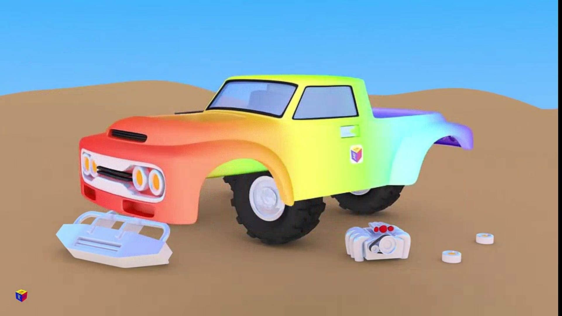 ⁣Jeu d'assemblage : le camion monstre. Dessin animé francais. Monster trucks for children  Tchou