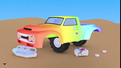Jeu d'assemblage : le camion monstre. Dessin animé francais. Monster trucks for children  Tchoupi Dessin Animé