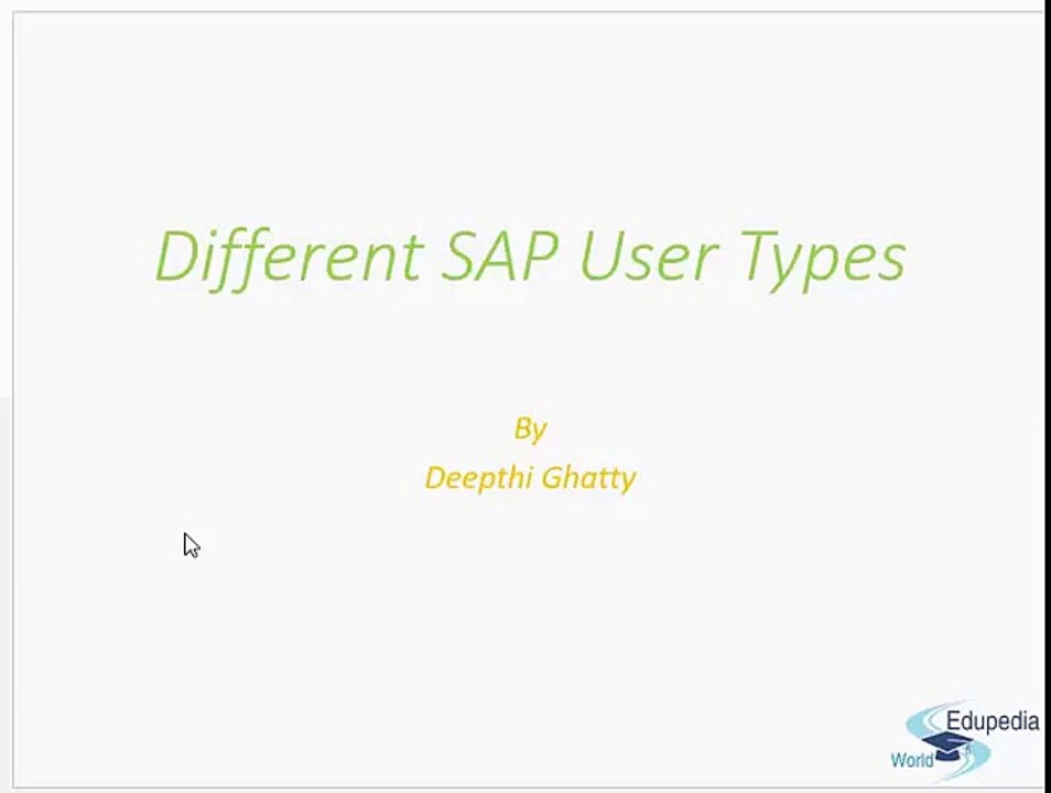SAP - User Types
