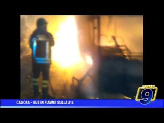 Canosa |  Bus in fiamme sulla A 14, le immagini