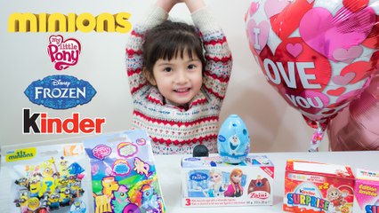 KINDER SURPRISE EGGS Disney Frozen Surprise Eggs Minions Surprise Bag My Little Pony Surprise Bag Toys Review Children Videos