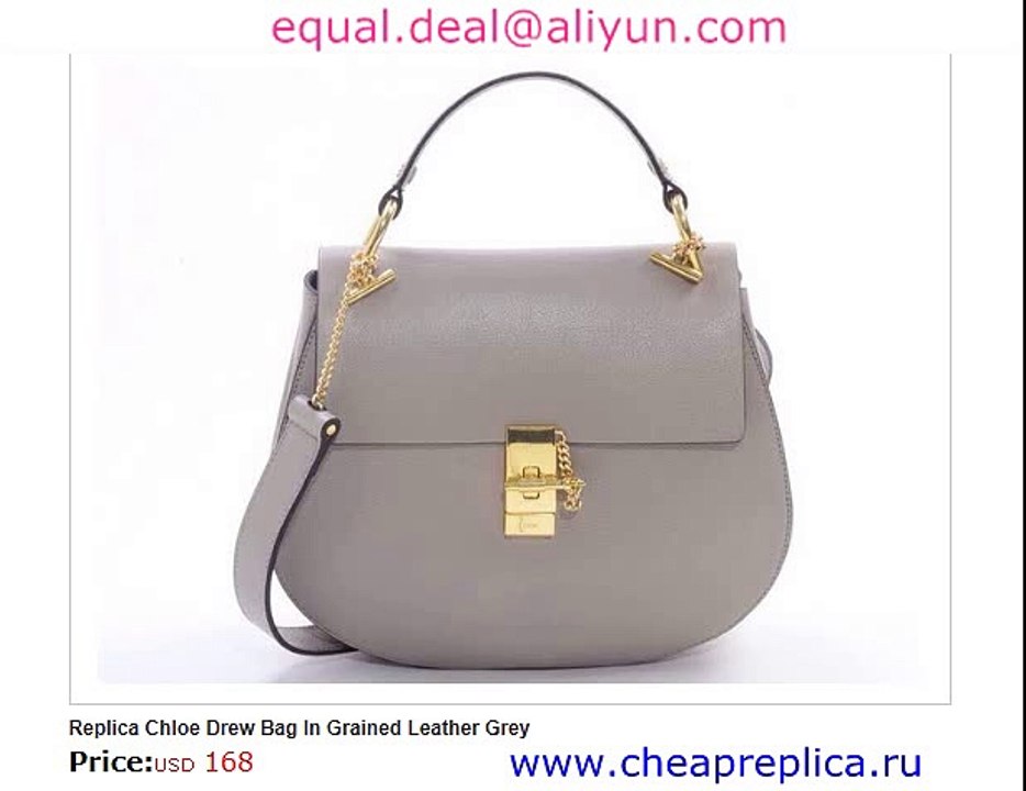 Chloe Drew Bag In Grained Leather Grey for Sale