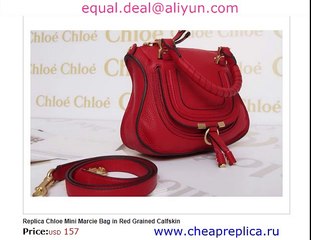 Chloe Mini Marcie Bag in Red Real Leather for sale