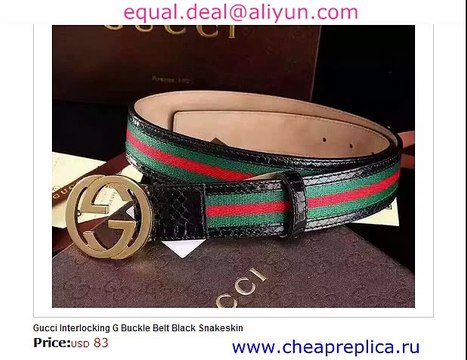 Gucci Interlocking G Buckle Belt Black Snakeskin Replica for Sale