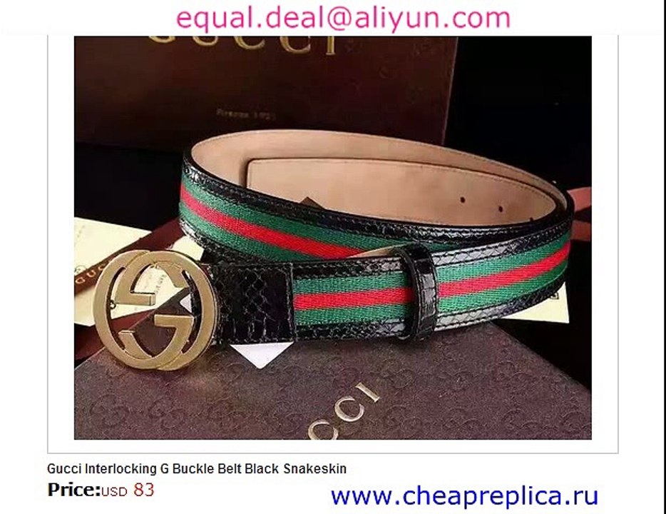 Gucci Interlocking G Buckle Belt Black Snakeskin Replica for Sale