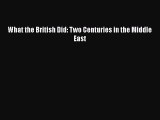 Read What the British Did: Two Centuries in the Middle East PDF Free