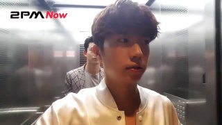 150620 2PM Now Music Core Backstage : Look at Wooyoungs puffy face!