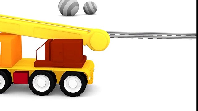 Vidéos éducatifs pour enfants. Quatre voitures colorées. Grue à assembler. Dessins Animés En Français