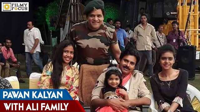 Ali Family with ‪‎Pawan Kalyan‬ on the sets of Sardaar Gabbar Singh - Filmyfocus.com