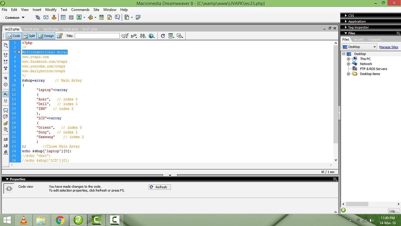 Lecture 23 multidimentional array in PHP basic in hindi urdu