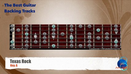 Texas Blues-Rock in A Guitar Backing Track with scale map