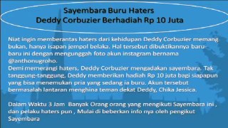 video buru haters Deddy Corbuzier Berhadiah 10 Juta Rupiah